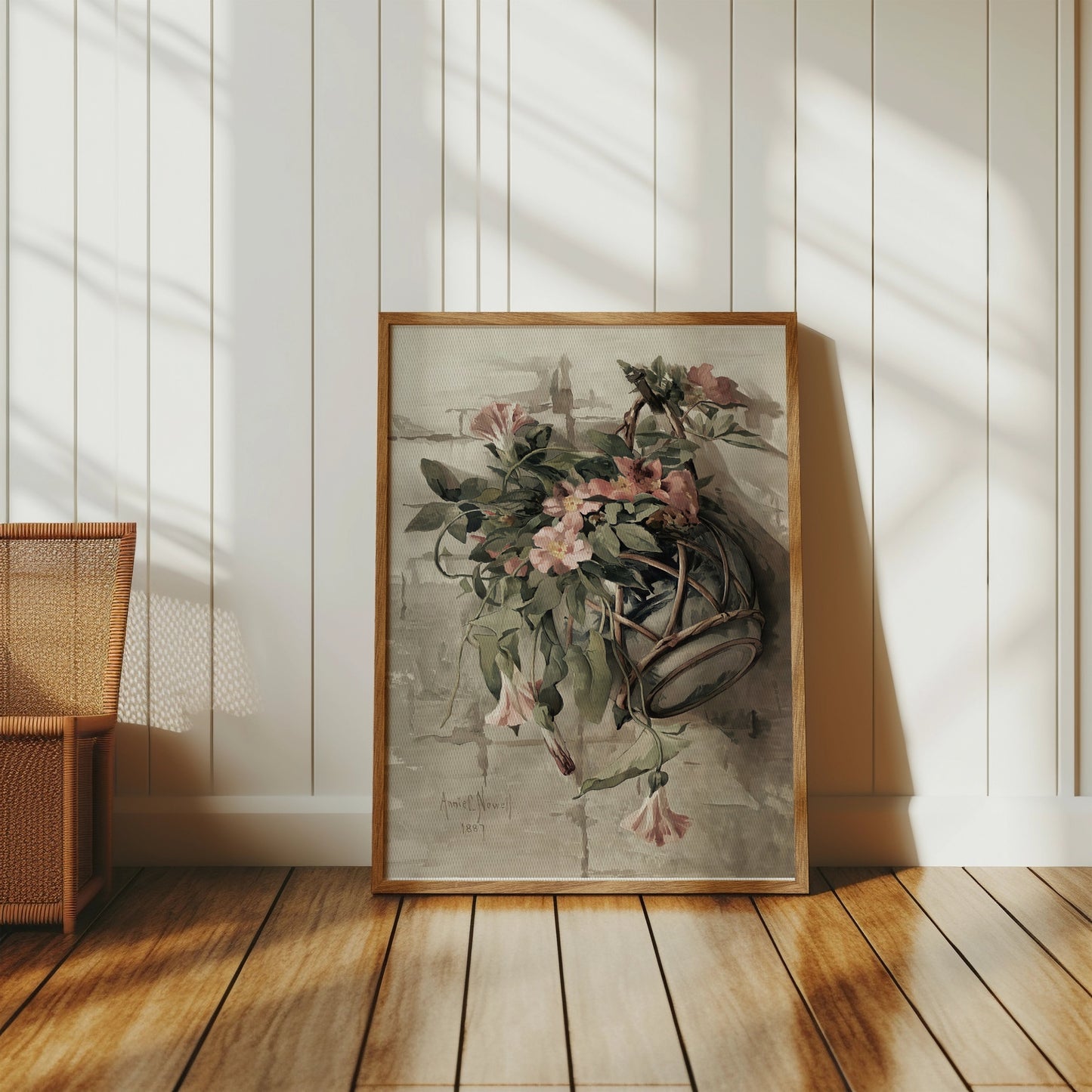 Premium Poster of Vintage Floral Basket Art Print 1889 Illustration Posters