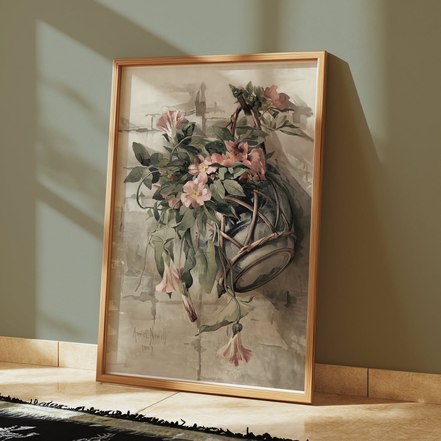 Premium Poster of Vintage Floral Basket Art Print 1889 Illustration Posters