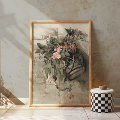 Premium Poster of Vintage Floral Basket Art Print 1889 Illustration Posters