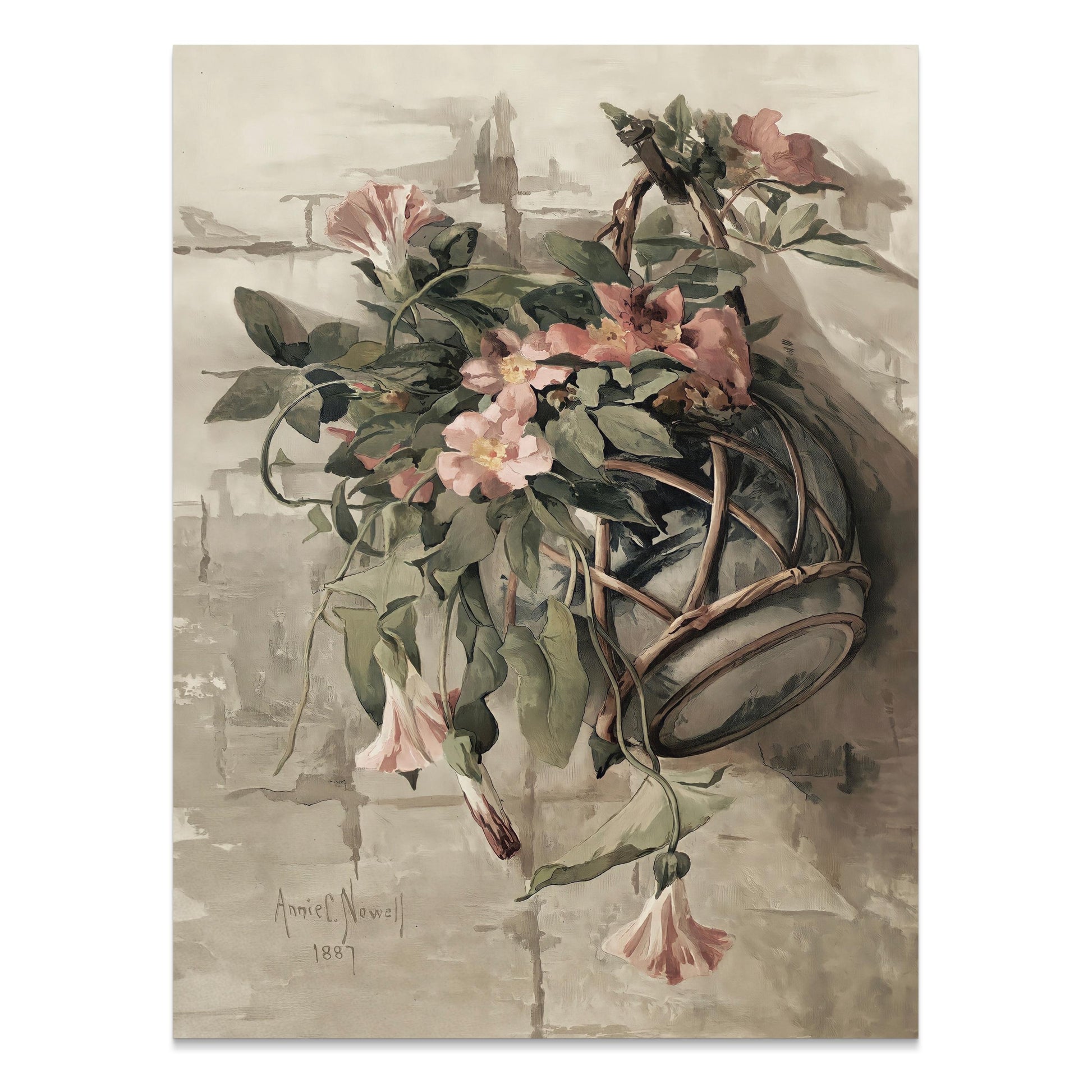 Premium Poster of Vintage Floral Basket Art Print 1889 Illustration Posters