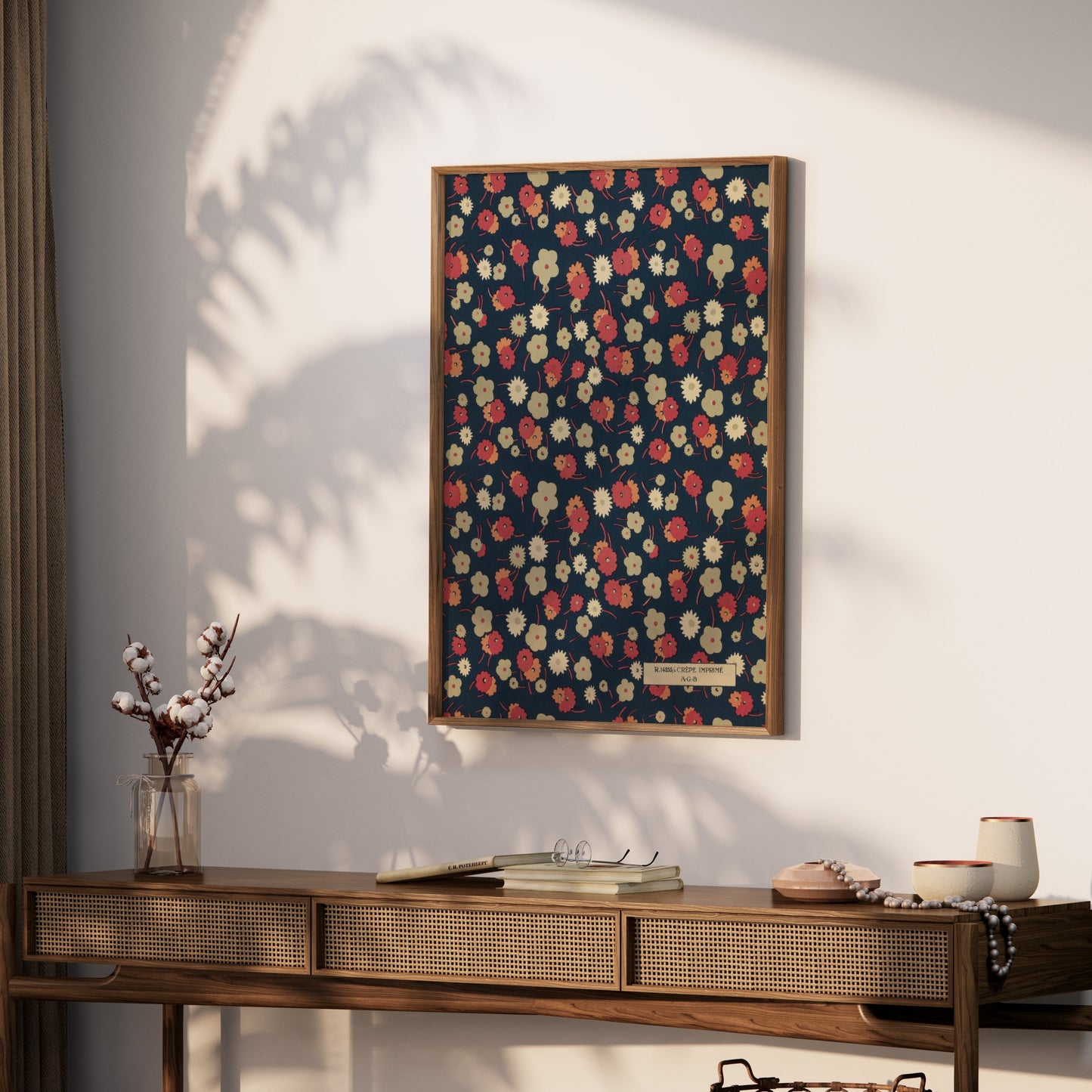 Premium Poster of Vintage Floral Pattern with Dark Background Posters