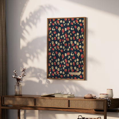Premium Poster of Vintage Floral Pattern with Dark Background Posters