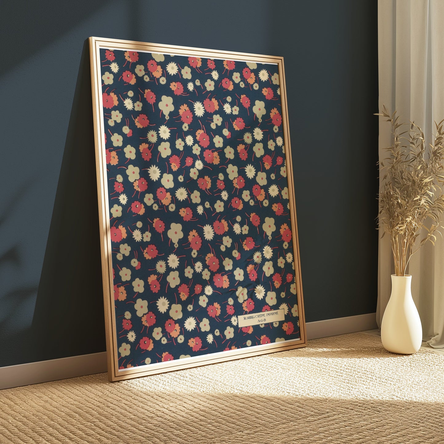Premium Poster of Vintage Floral Pattern with Dark Background Posters