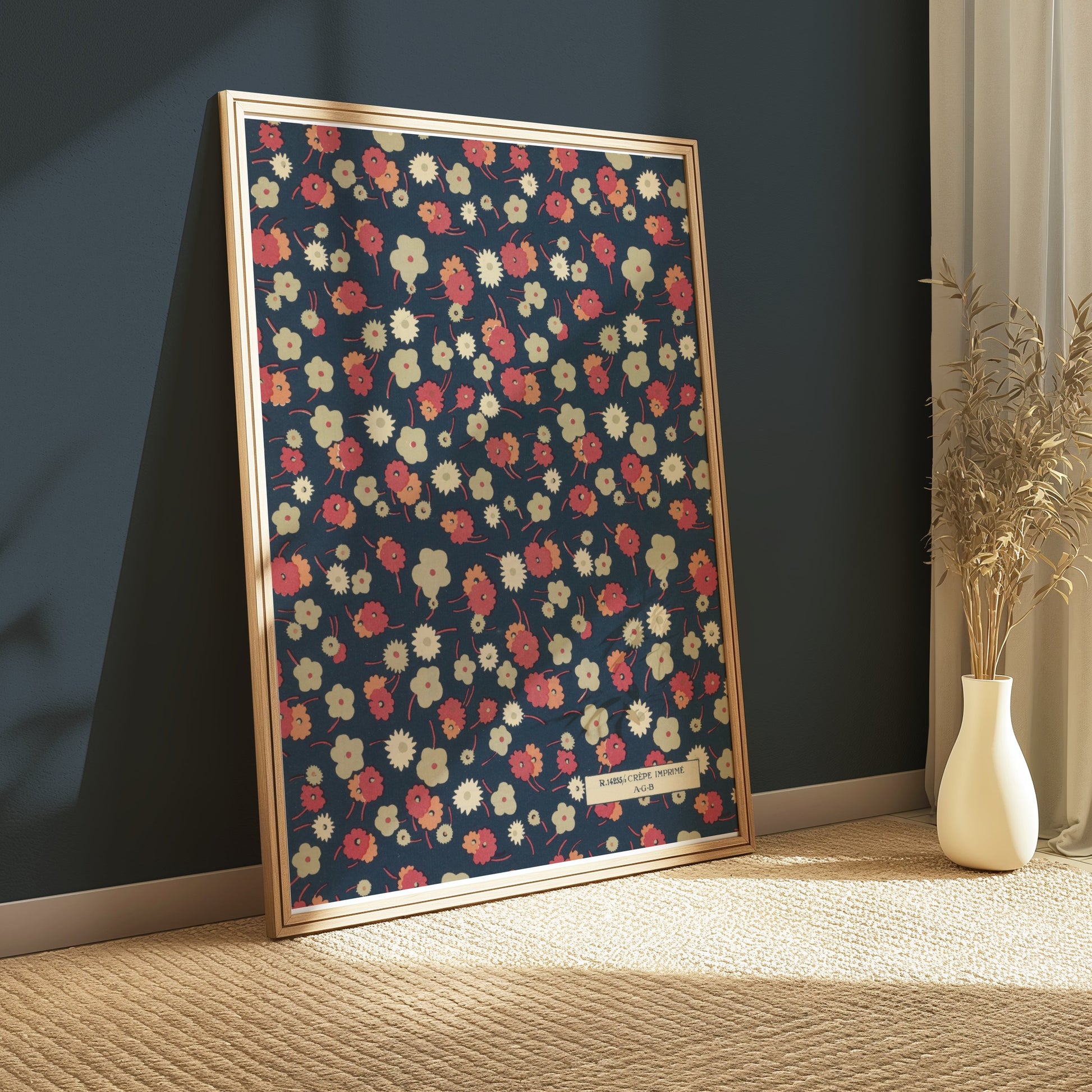 Premium Poster of Vintage Floral Pattern with Dark Background Posters