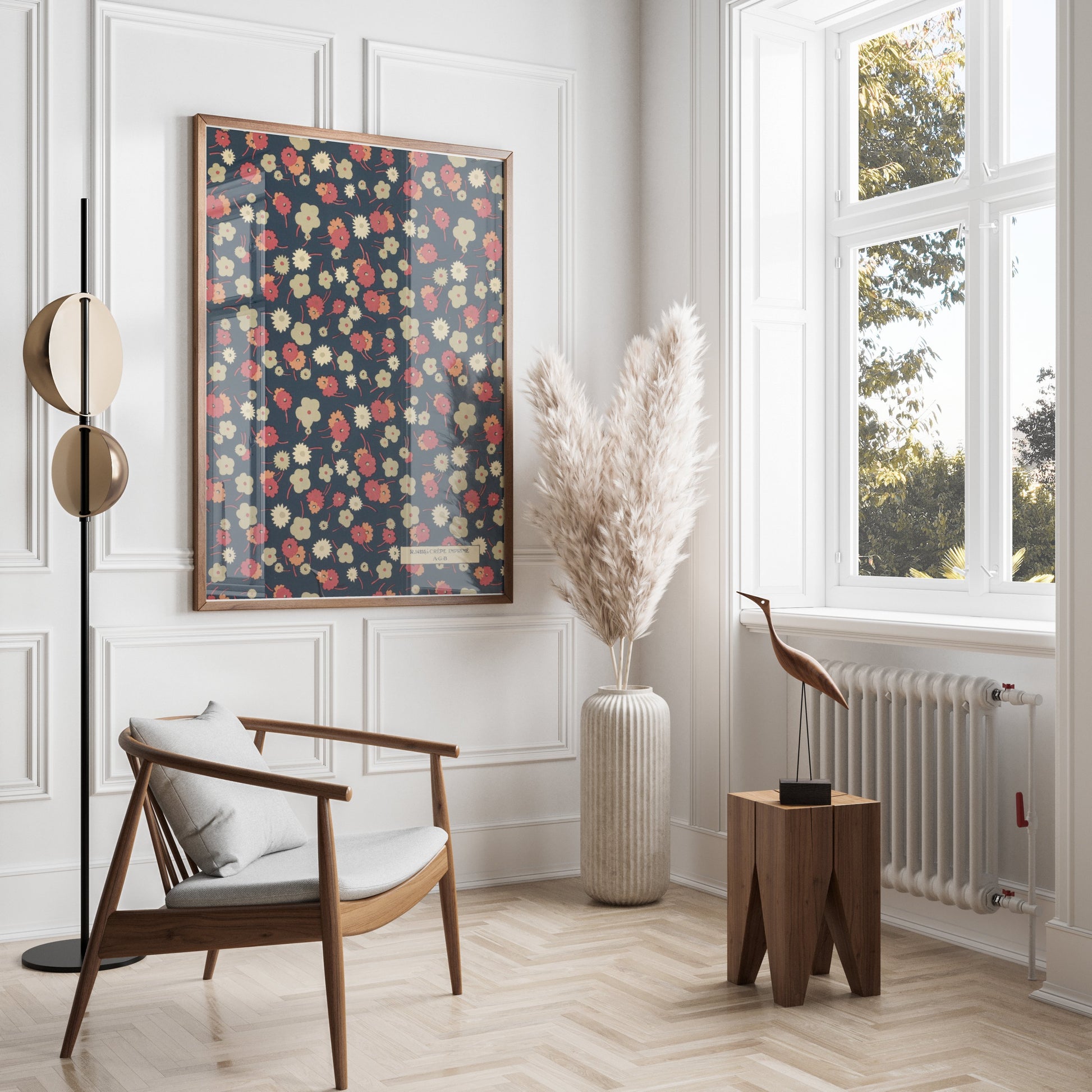 Premium Poster of Vintage Floral Pattern with Dark Background Posters