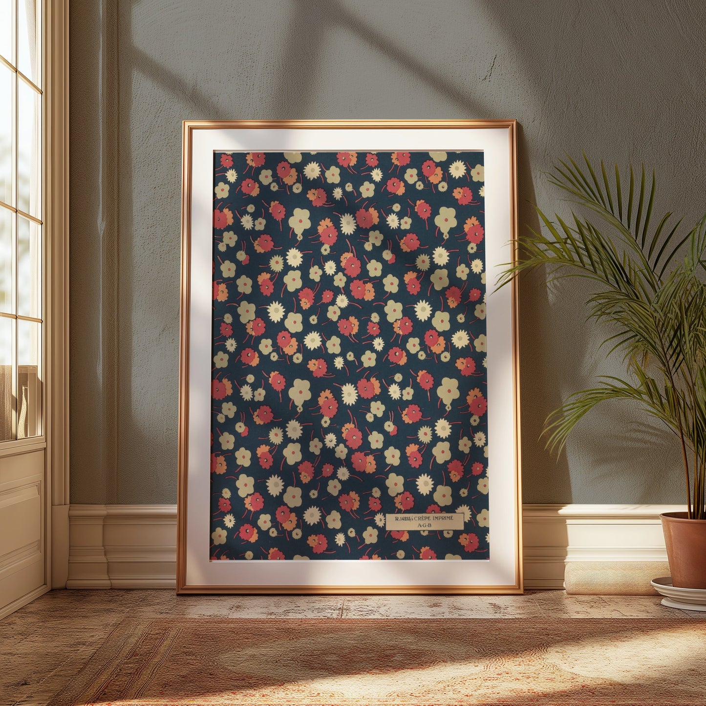 Premium Poster of Vintage Floral Pattern with Dark Background Posters