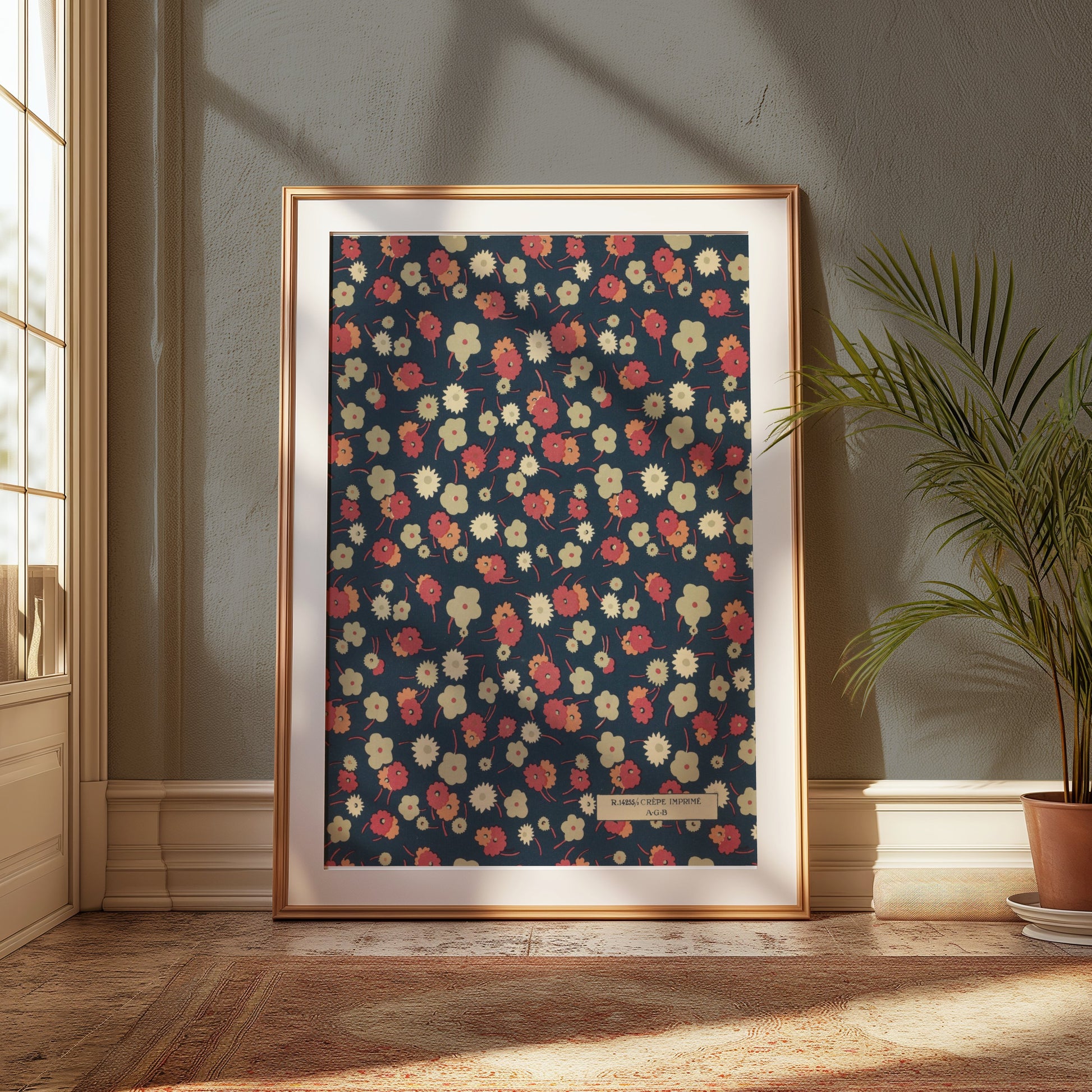 Premium Poster of Vintage Floral Pattern with Dark Background Posters