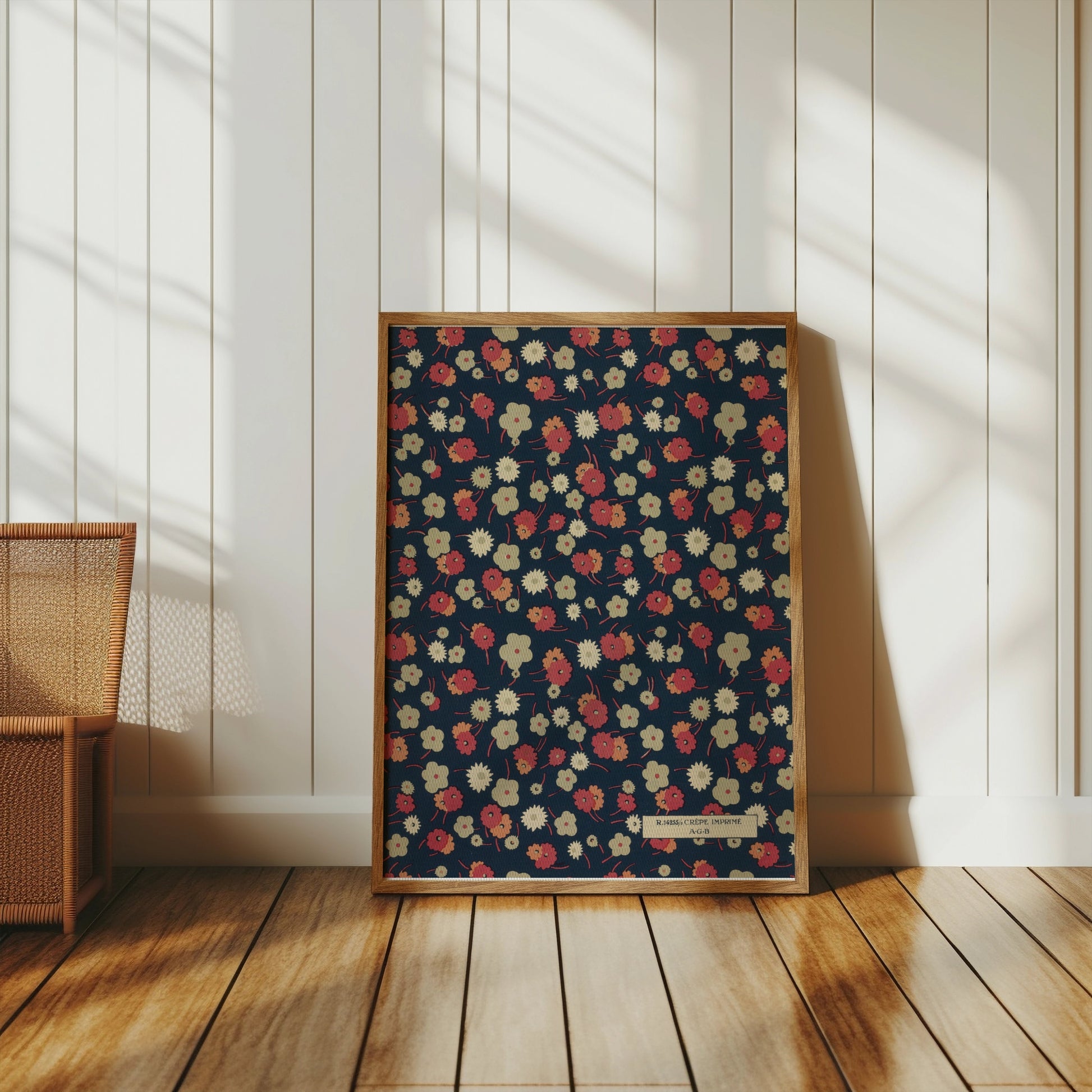 Premium Poster of Vintage Floral Pattern with Dark Background Posters