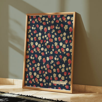 Premium Poster of Vintage Floral Pattern with Dark Background Posters