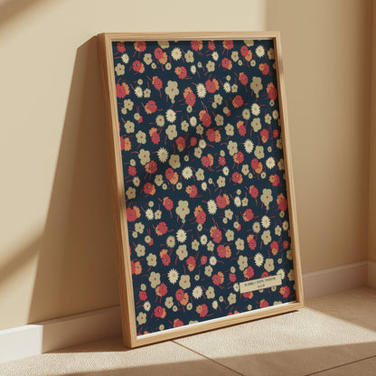 Premium Poster of Vintage Floral Pattern with Dark Background Posters