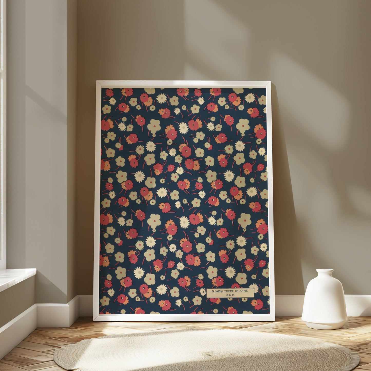 Premium Poster of Vintage Floral Pattern with Dark Background Posters