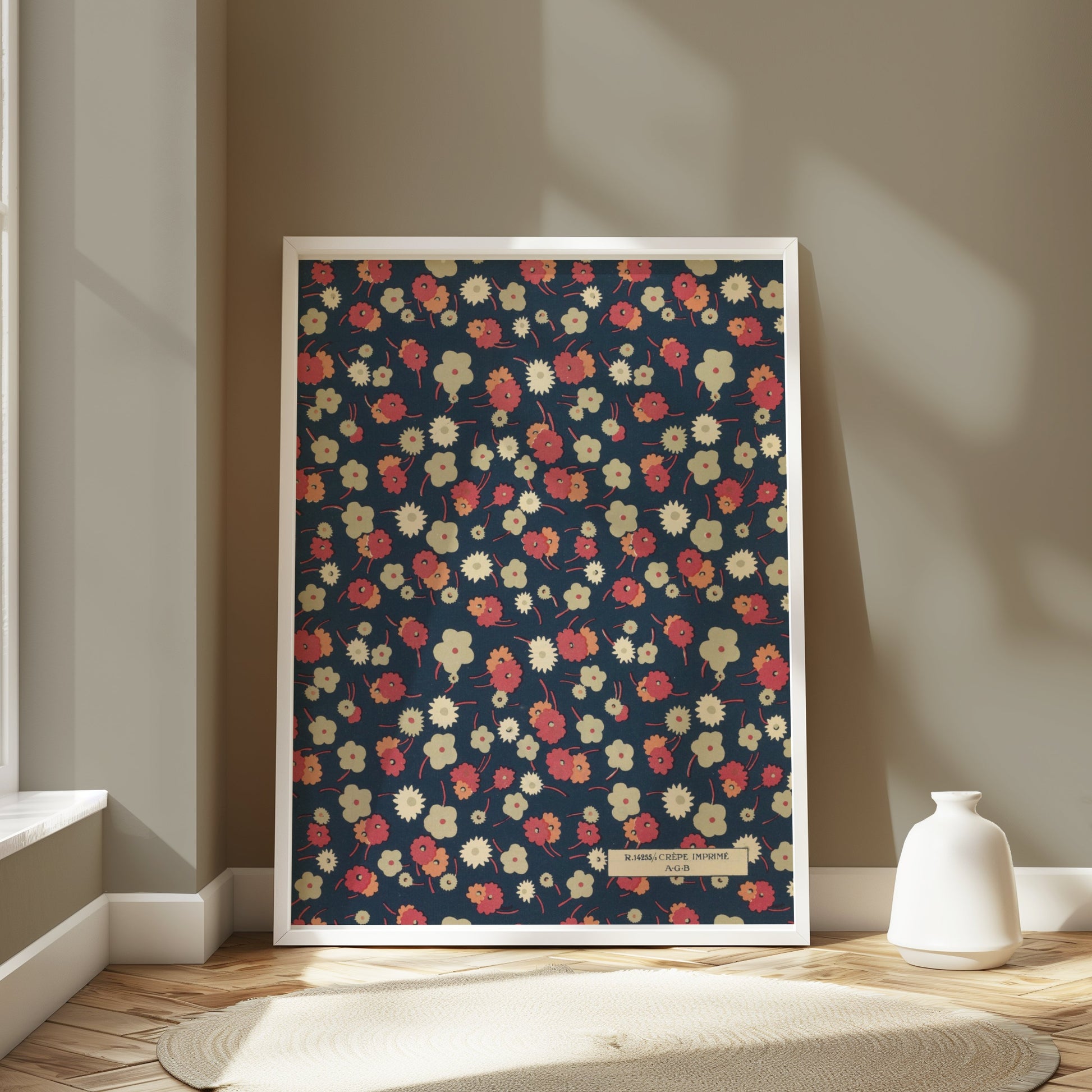 Premium Poster of Vintage Floral Pattern with Dark Background Posters