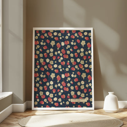 Premium Poster of Vintage Floral Pattern with Dark Background Posters