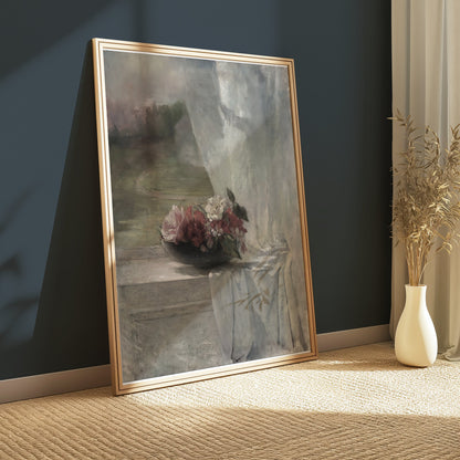 Premium Poster of Vintage Floral Still Life by Window Posters