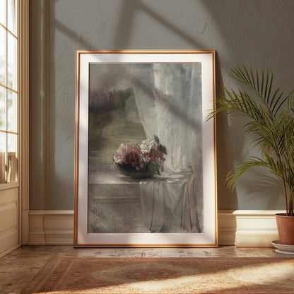 Premium Poster of Vintage Floral Still Life by Window Posters
