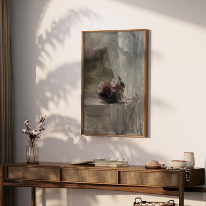 Premium Poster of Vintage Floral Still Life by Window Posters