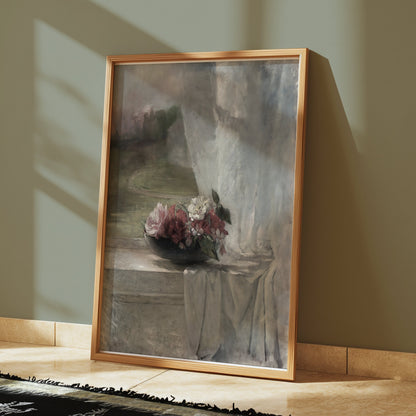 Premium Poster of Vintage Floral Still Life by Window Posters