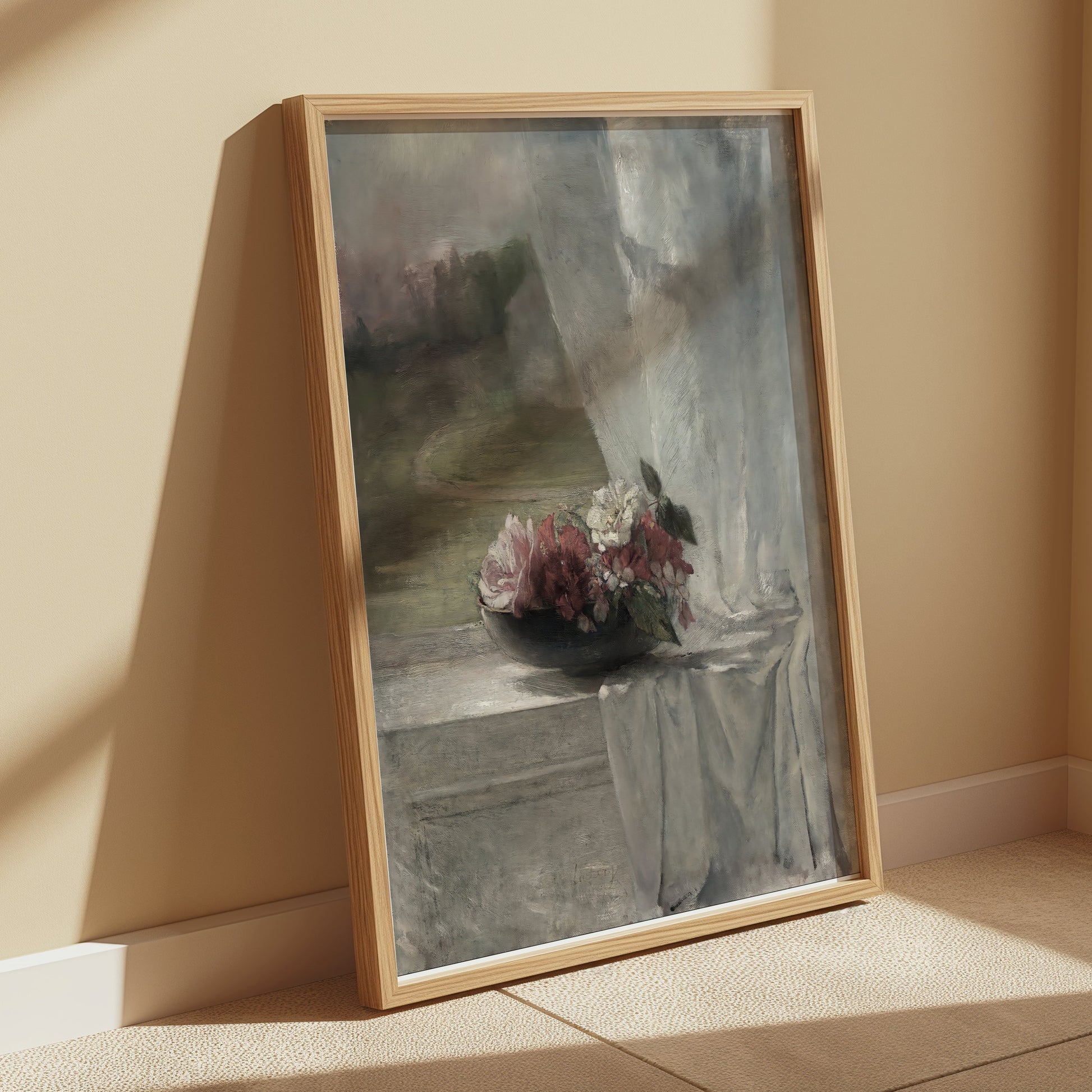 Premium Poster of Vintage Floral Still Life by Window Posters