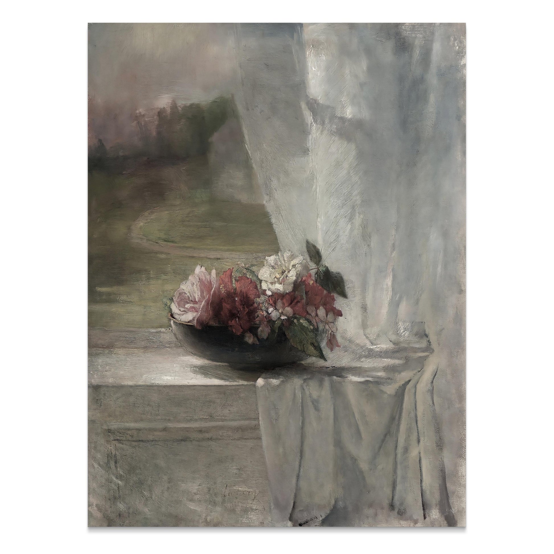 Premium Poster of Vintage Floral Still Life by Window Posters