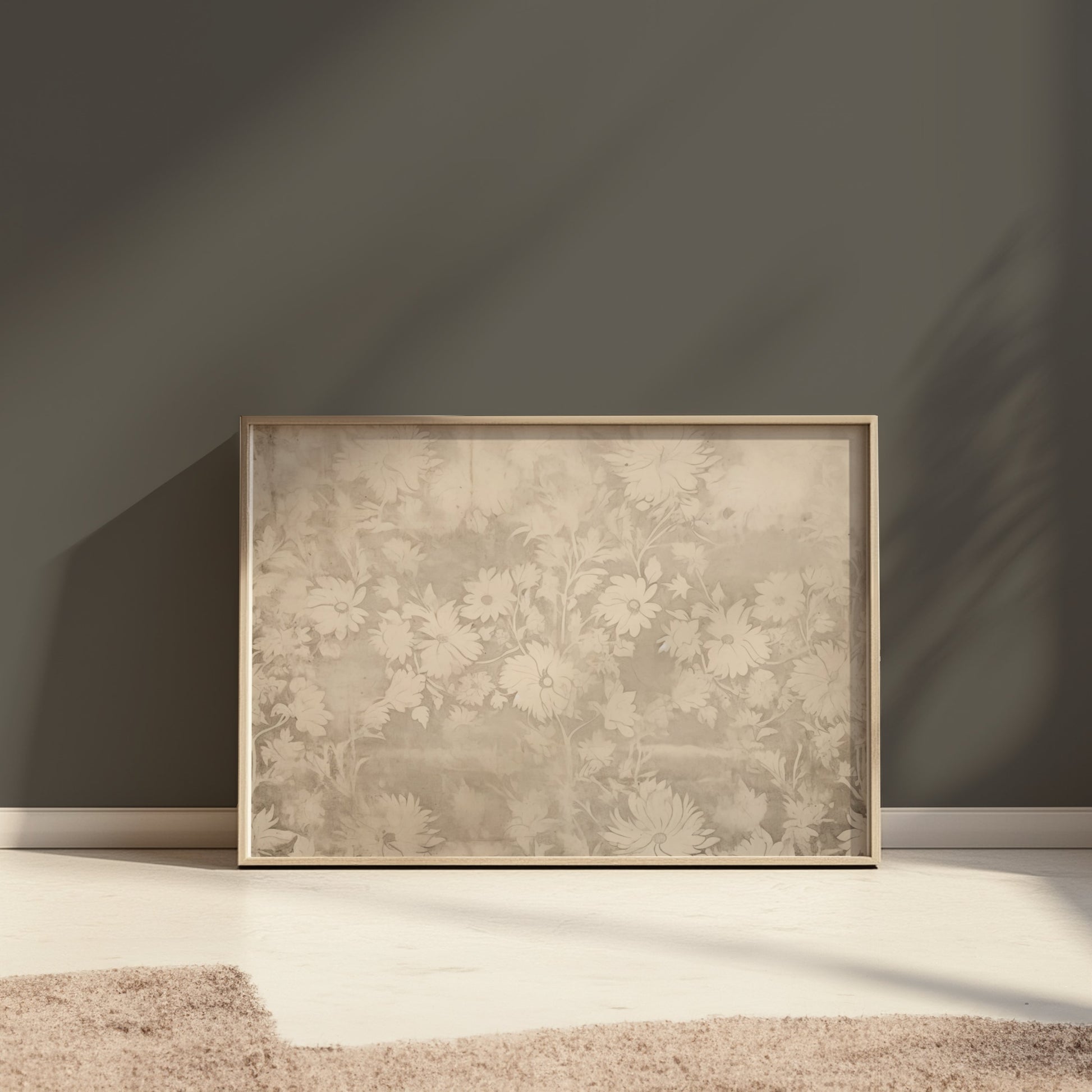 Premium Poster of Vintage Flowers Pattern with Beige Background Posters