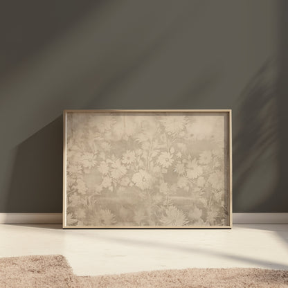 Premium Poster of Vintage Flowers Pattern with Beige Background Posters