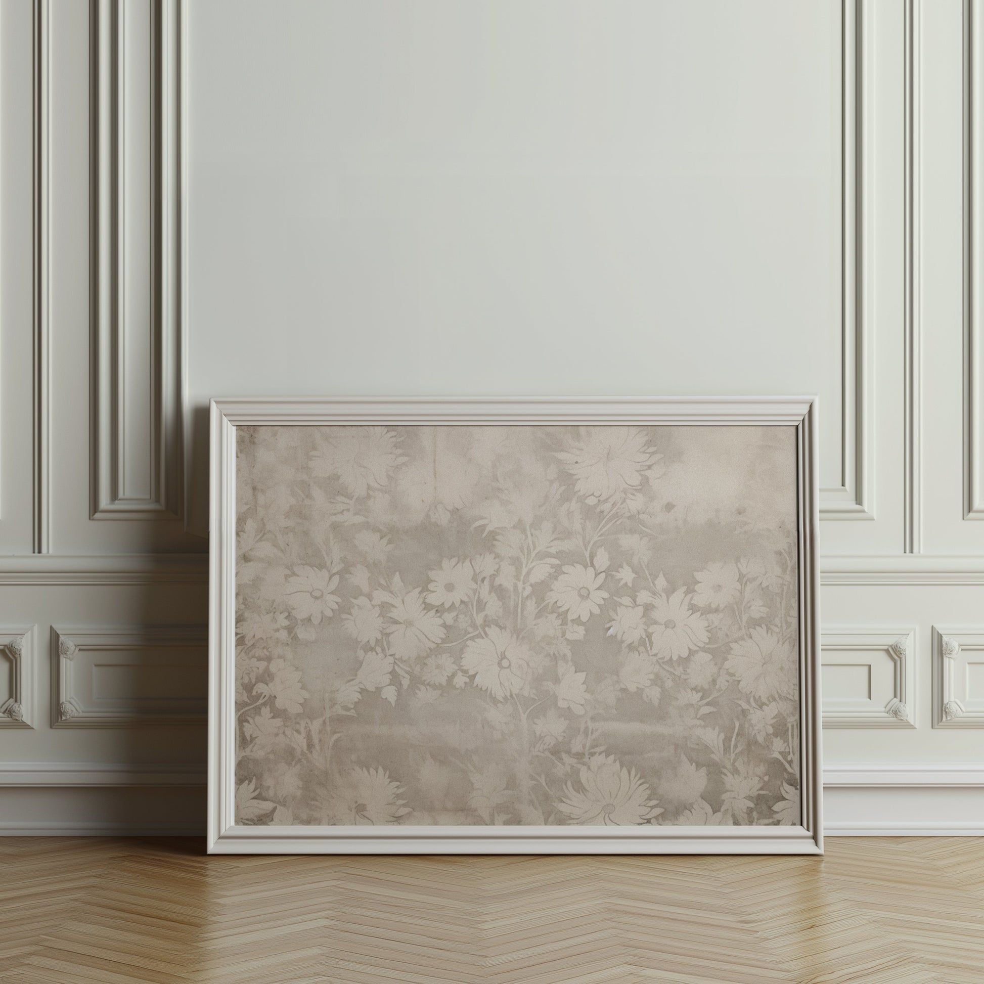 Premium Poster of Vintage Flowers Pattern with Beige Background Posters