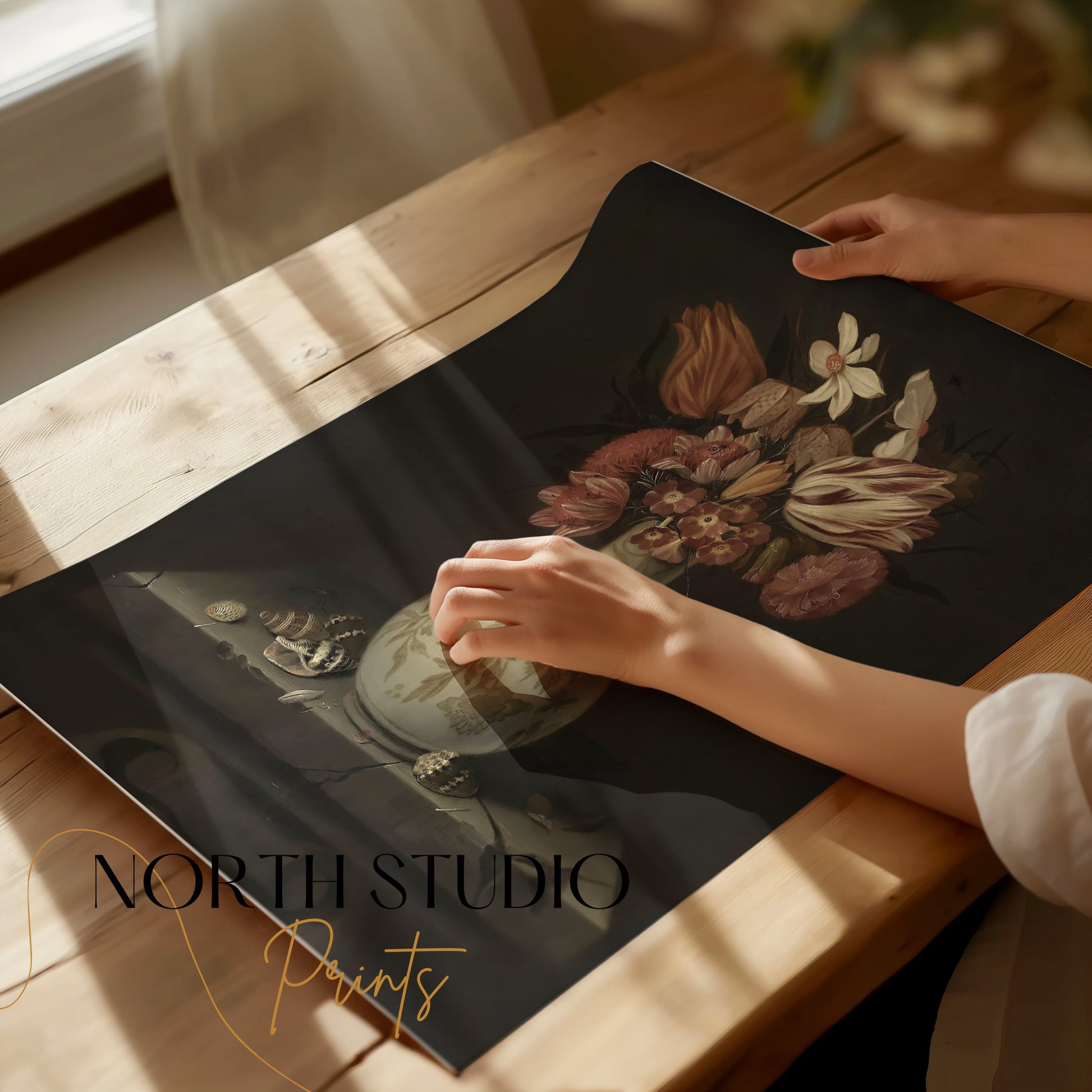 Premium Poster of Vintage Flowers in Vase Still Life Art Posters