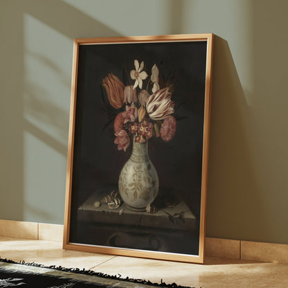 Premium Poster of Vintage Flowers in Vase Still Life Art Posters