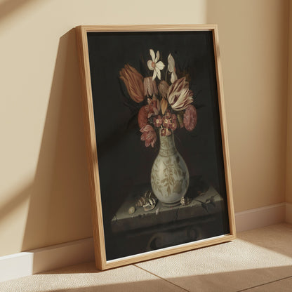 Premium Poster of Vintage Flowers in Vase Still Life Art Posters