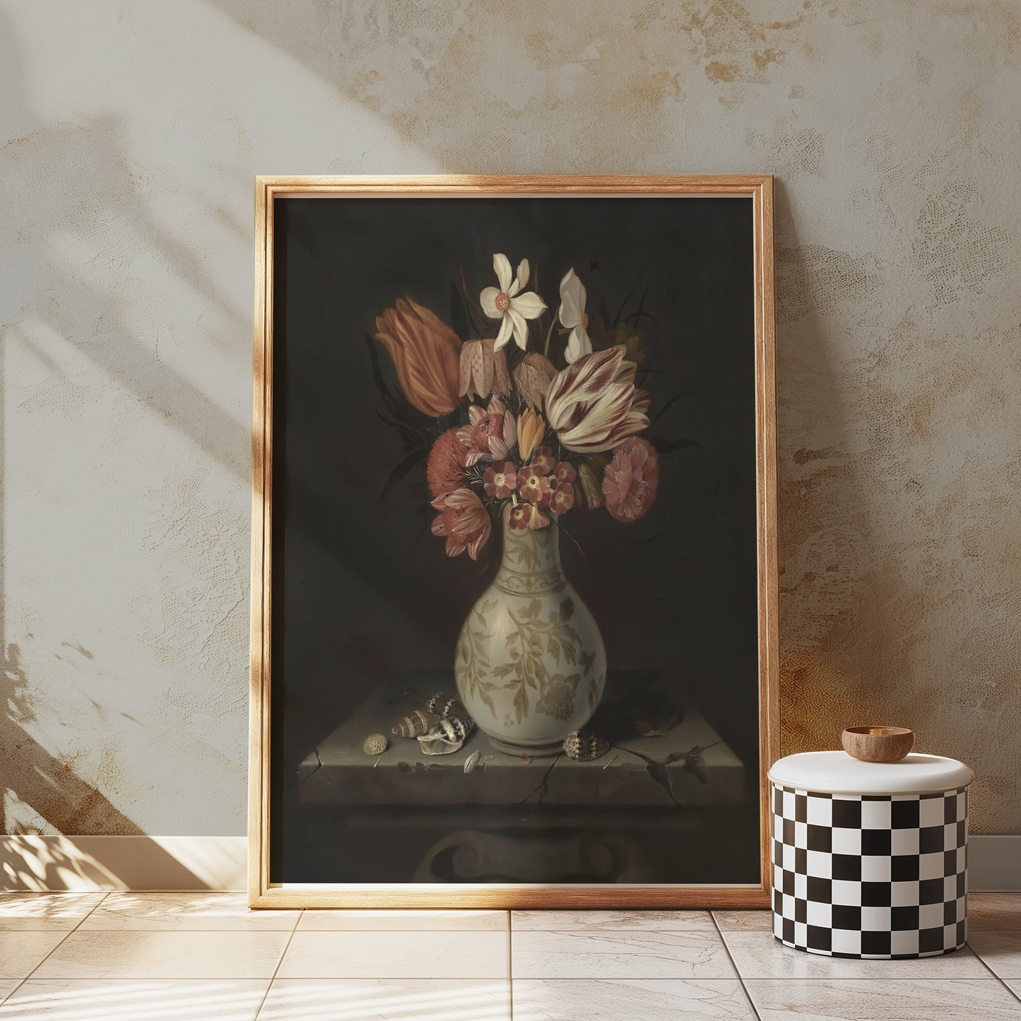 Premium Poster of Vintage Flowers in Vase Still Life Art Posters