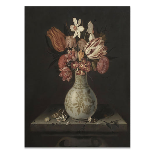 Premium Poster of Vintage Flowers in Vase Still Life Art Posters