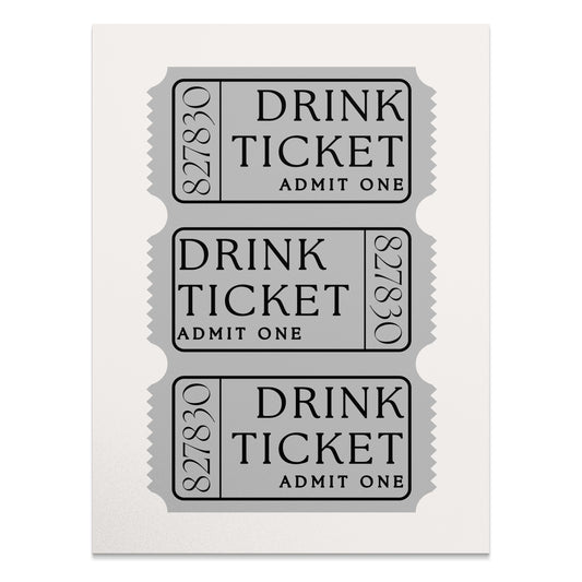 Premium Poster of Vintage Gray Drink Ticket Admit One Art Posters