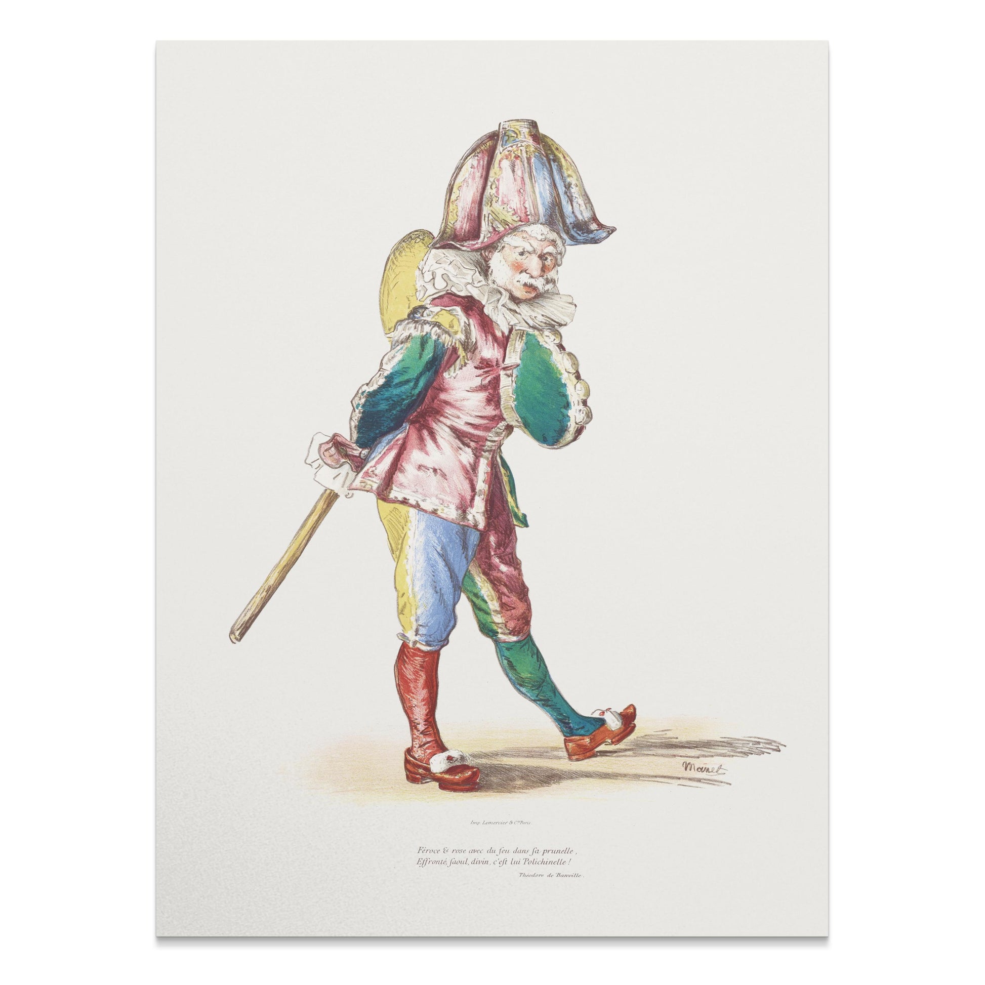 Premium Poster of Vintage Harlequin Character Artwork Print for Wall Posters