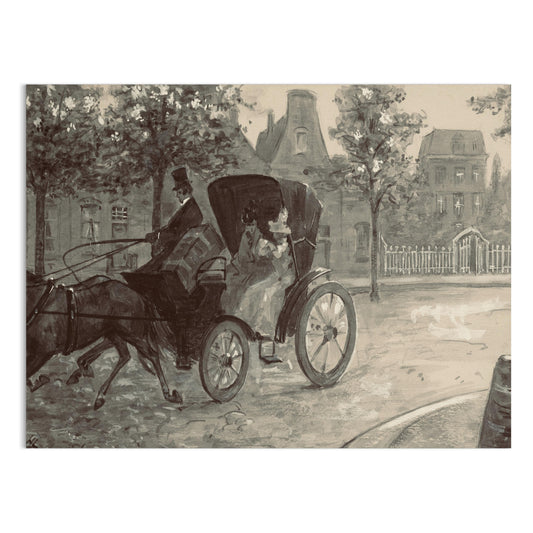 Premium Poster of Vintage Horse Carriage Scene Art Decor Posters