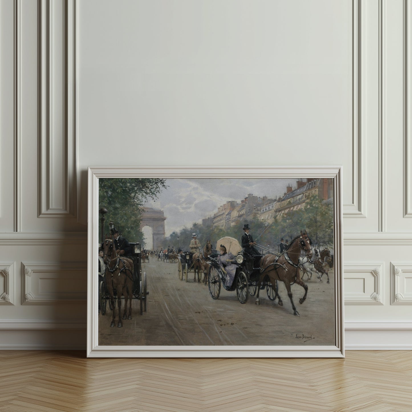 Premium Poster of Vintage Horse Carriage Street Scene Art Posters