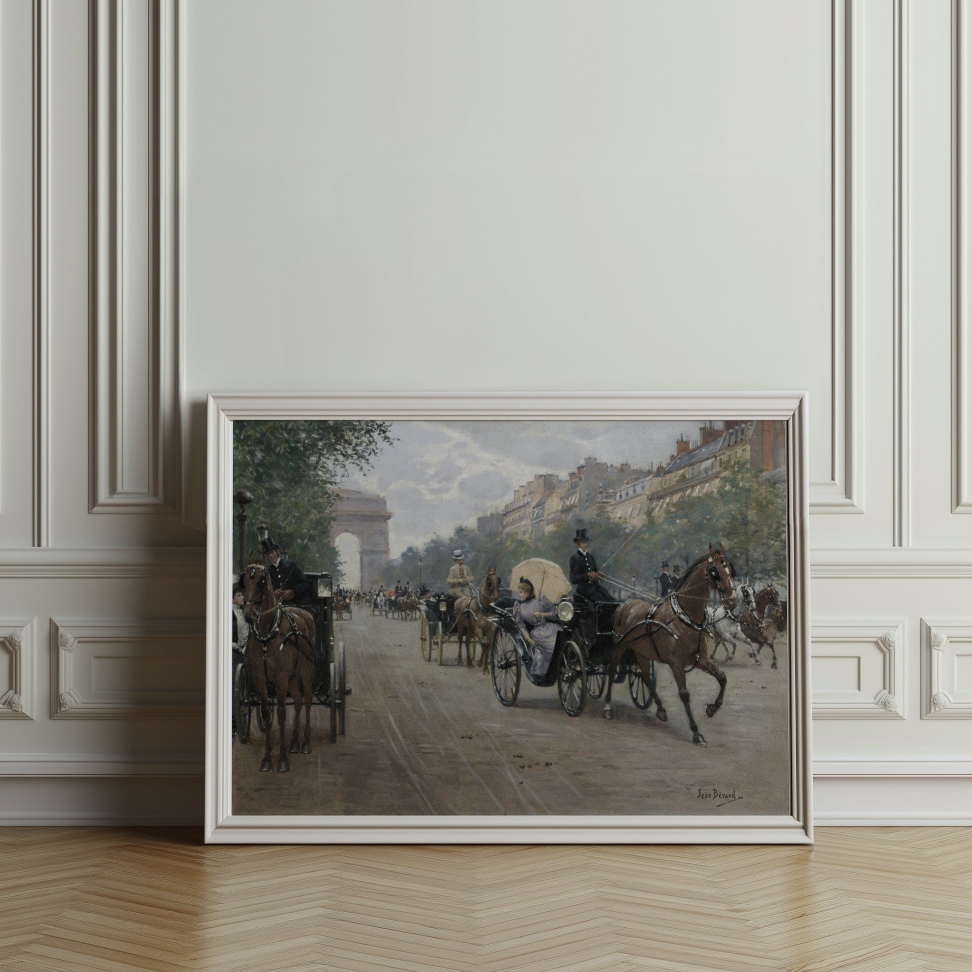 Premium Poster of Vintage Horse Carriage Street Scene Art Posters