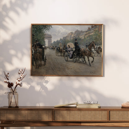 Premium Poster of Vintage Horse Carriage Street Scene Art Posters
