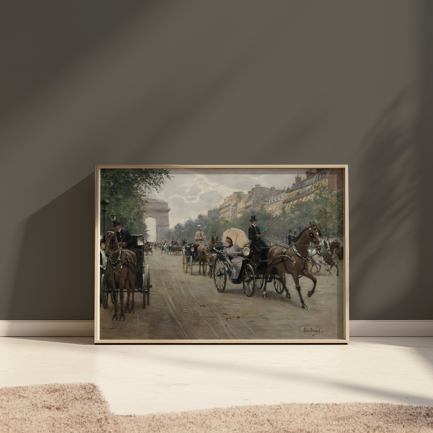 Premium Poster of Vintage Horse Carriage Street Scene Art Posters