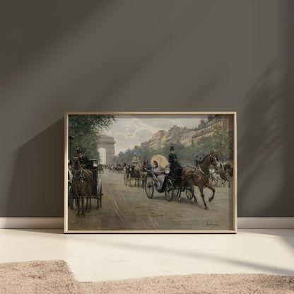 Premium Poster of Vintage Horse Carriage Street Scene Art Posters