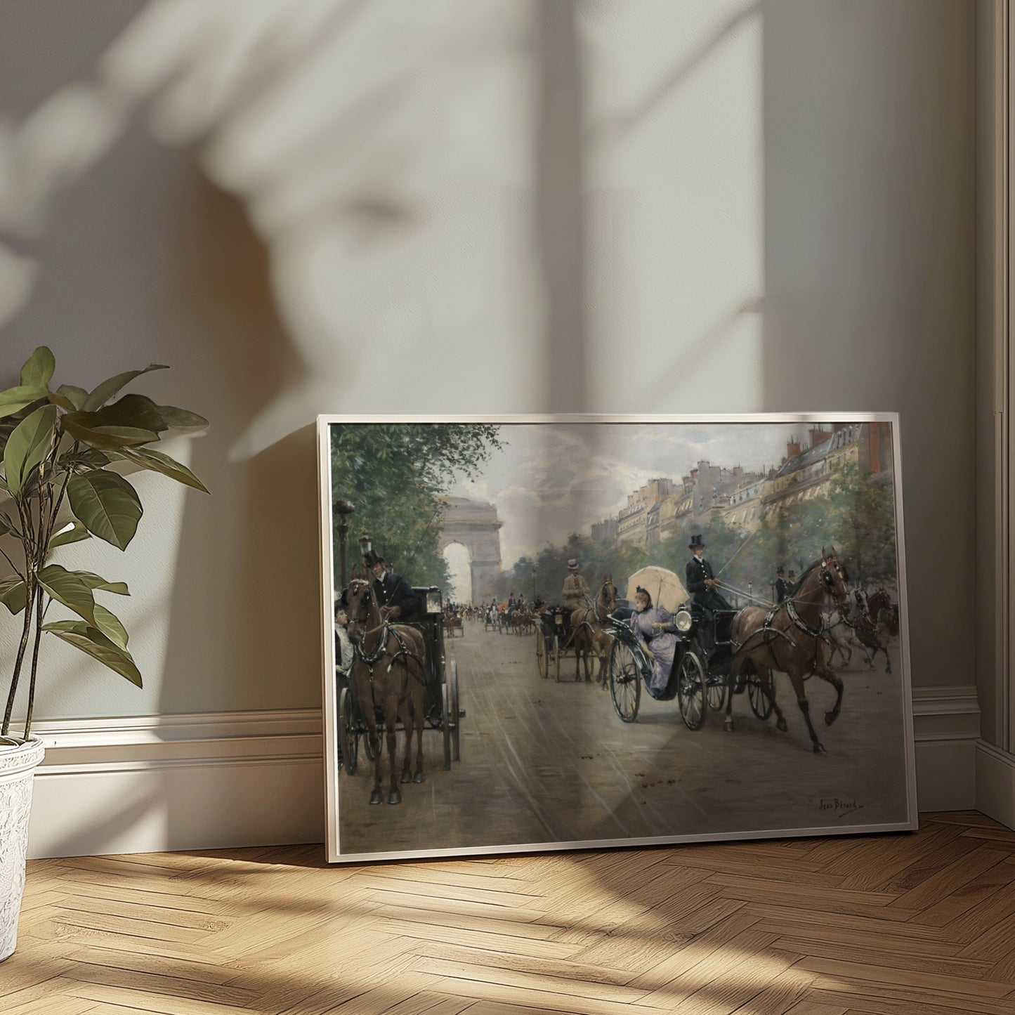 Premium Poster of Vintage Horse Carriage Street Scene Art Posters