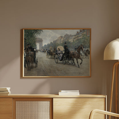 Premium Poster of Vintage Horse Carriage Street Scene Art Posters