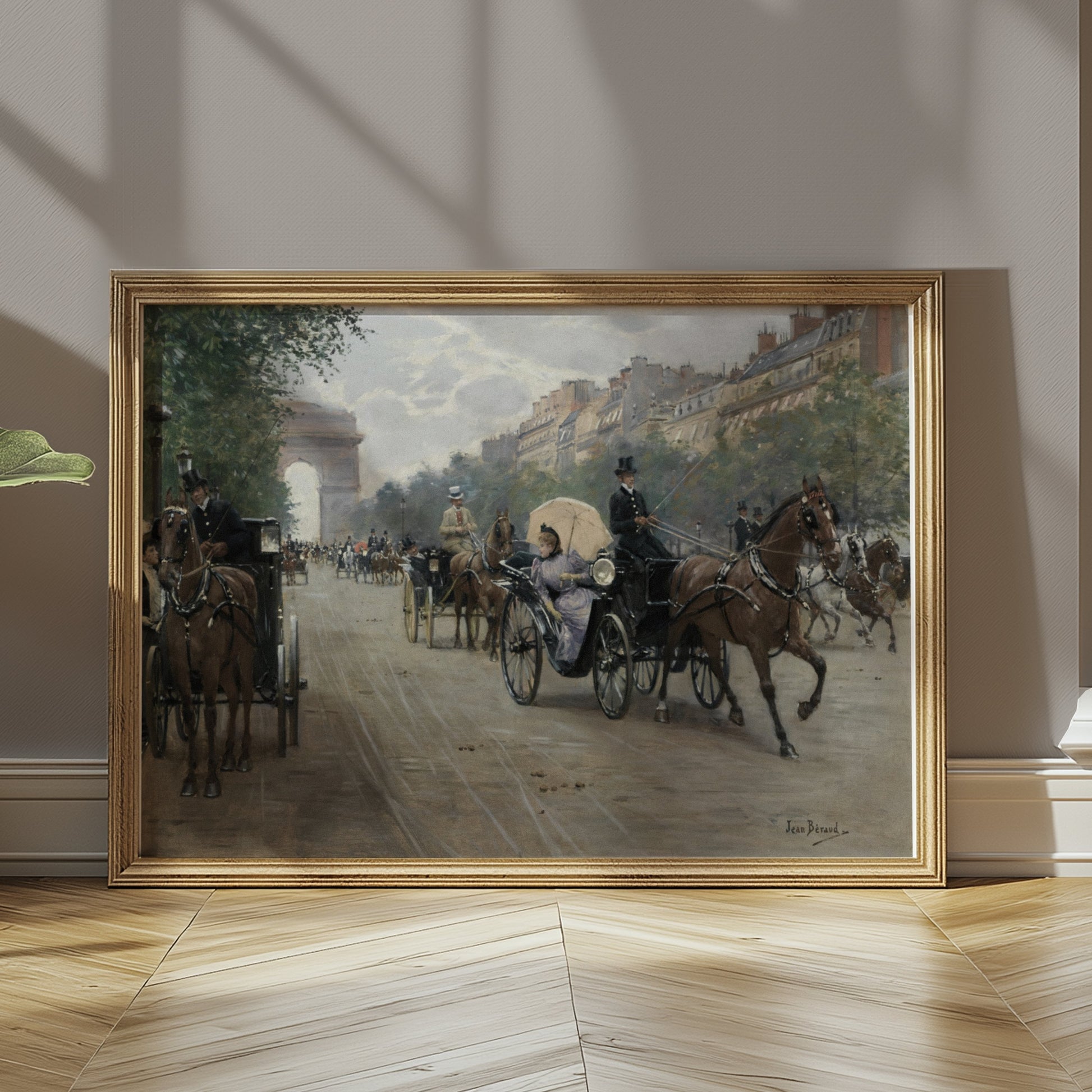 Premium Poster of Vintage Horse Carriage Street Scene Art Posters