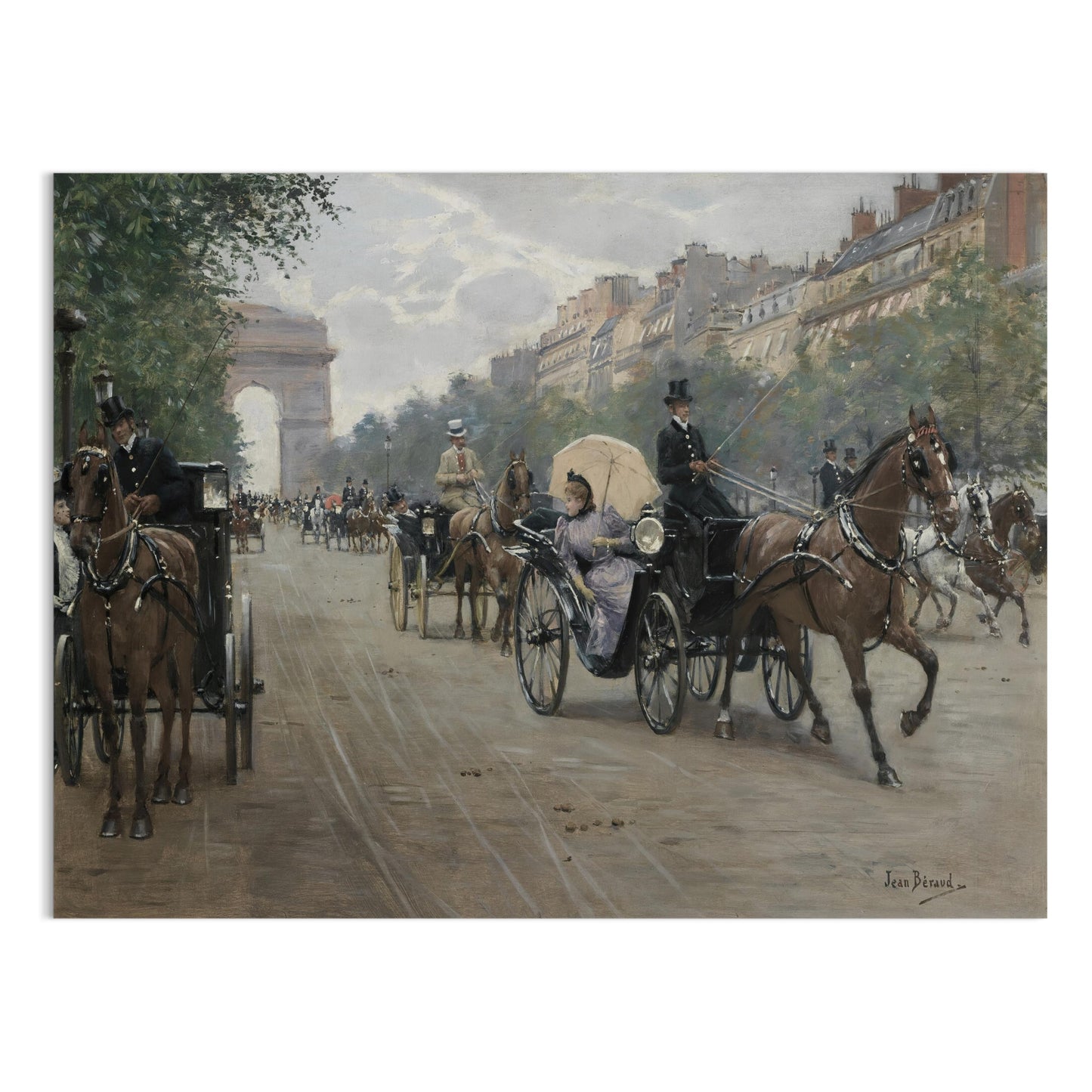 Premium Poster of Vintage Horse Carriage Street Scene Art Posters