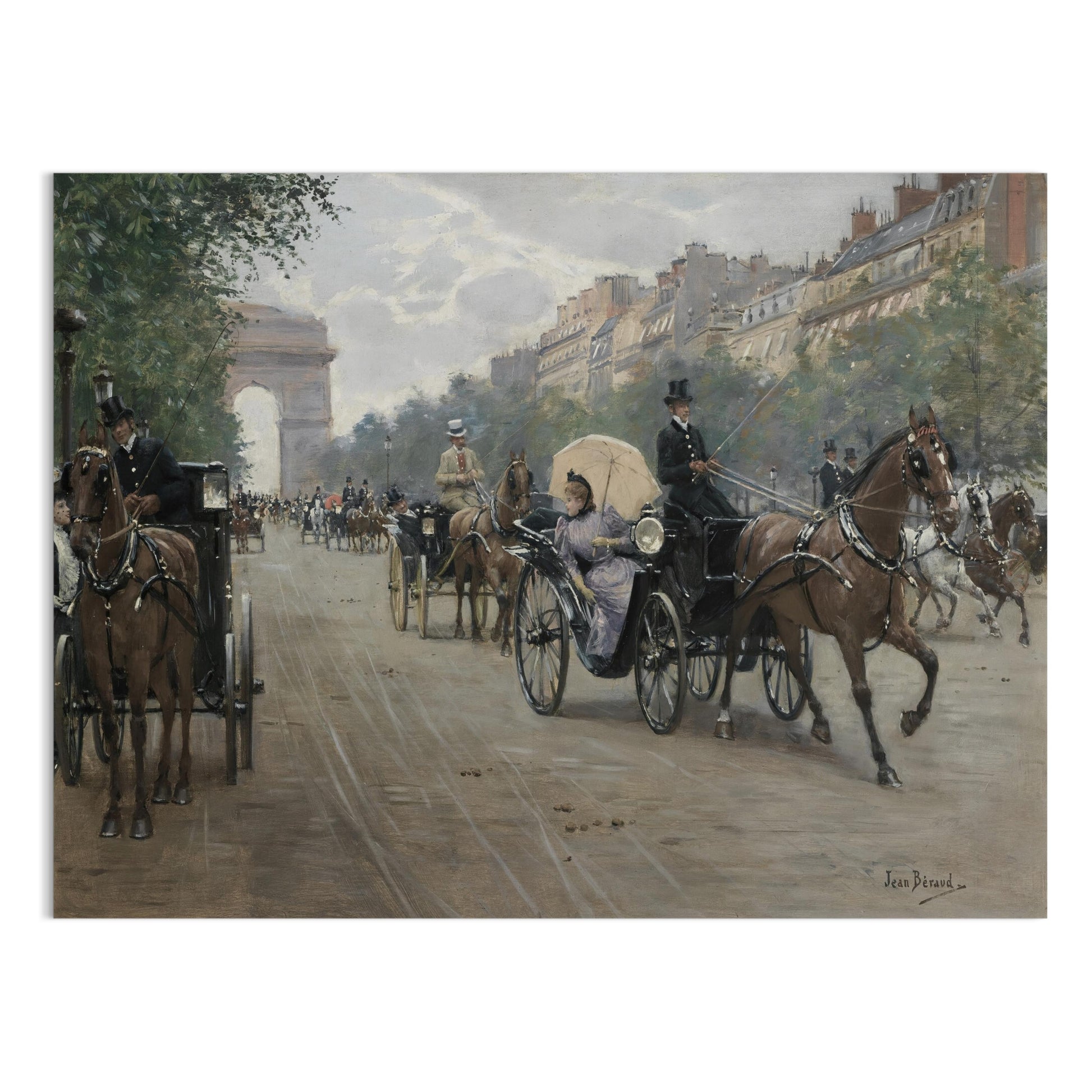 Premium Poster of Vintage Horse Carriage Street Scene Art Posters