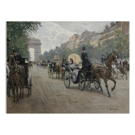 Premium Poster of Vintage Horse Carriage Street Scene Art Posters