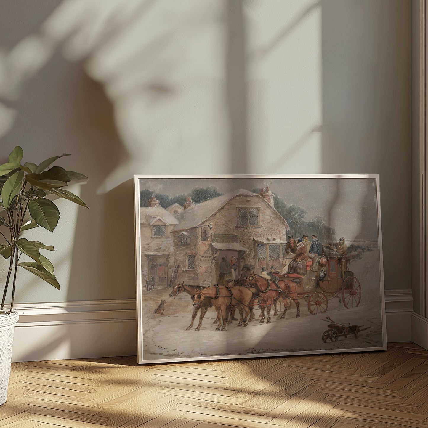 Premium Poster of Vintage Horse-Drawn Carriage Winter Scene Posters