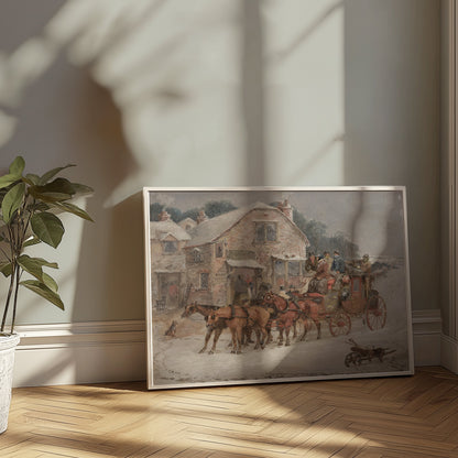 Premium Poster of Vintage Horse-Drawn Carriage Winter Scene Posters
