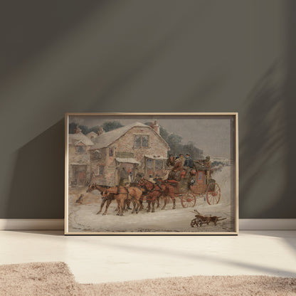 Premium Poster of Vintage Horse-Drawn Carriage Winter Scene Posters