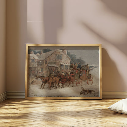 Premium Poster of Vintage Horse-Drawn Carriage Winter Scene Posters