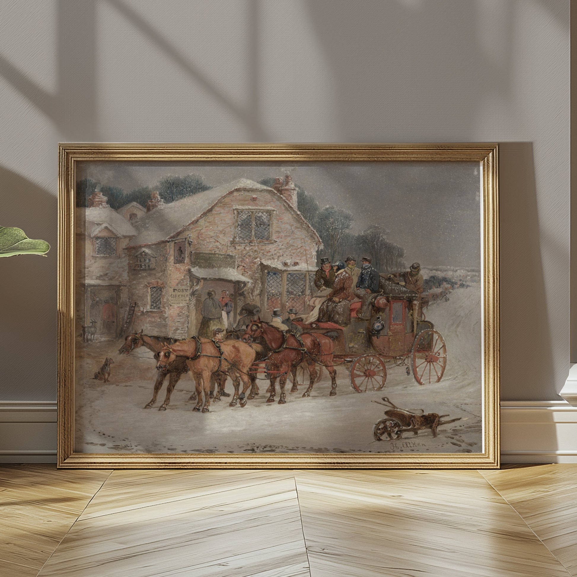 Premium Poster of Vintage Horse-Drawn Carriage Winter Scene Posters